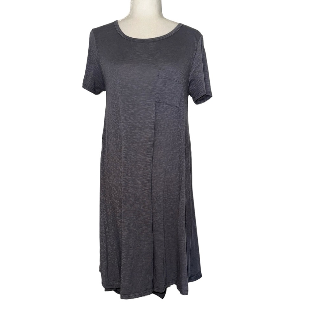 LuLaRoe Grey Short Sleeve Carly Swing Dress Size XS - Picture 5 of 9